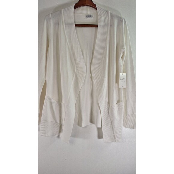 CIELO Lightweight Open L/S Cardigan Women Sz Large Office Casual Academia Basic - Picture 6 of 8
